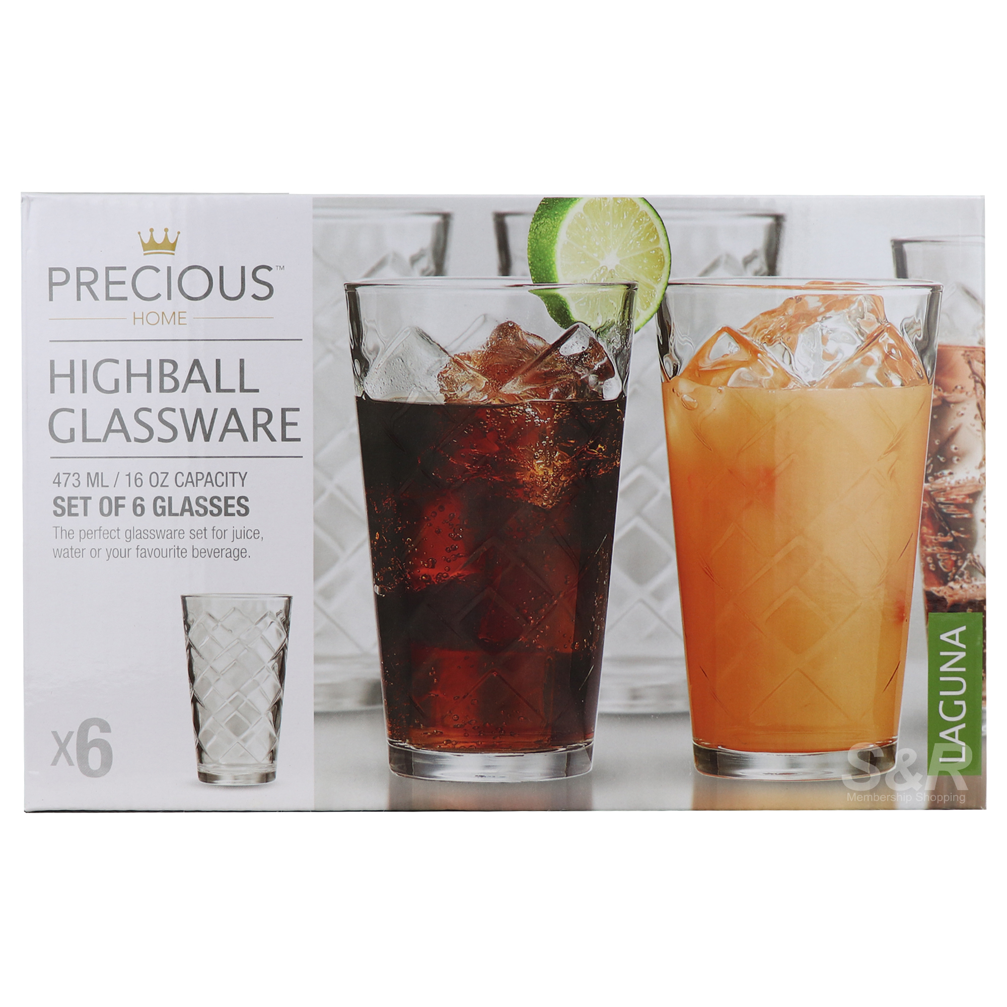 Precious Home Laguna Highball Glassware 6pcs